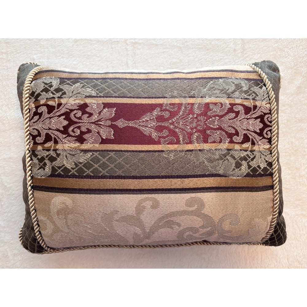 Vtg Croscill Dover Manor Townhouse Decorative Pillow Gold Green Burgundy 15x11